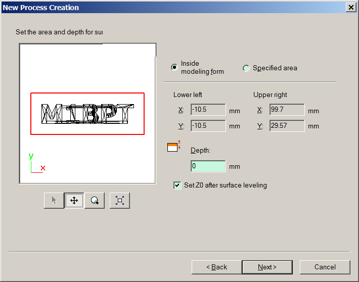 Select skim (depth of surfacing cut
