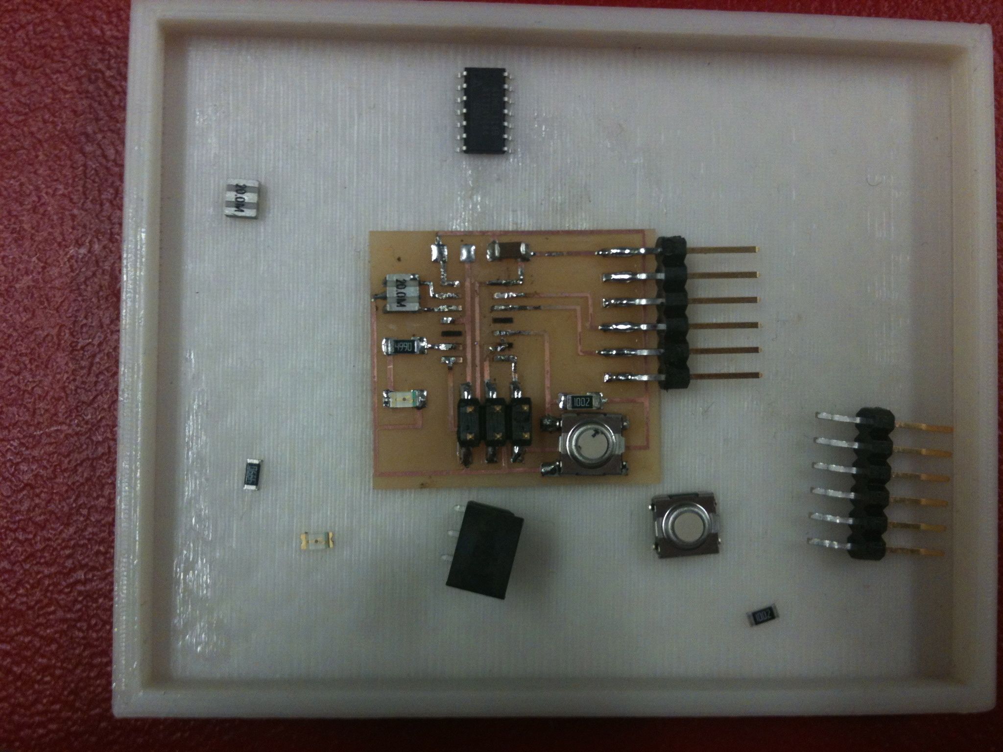 Using 3rd board as template for 4th board, with come caveats. Notice the sweet-ass 3d printed parts tray (which I did not make)