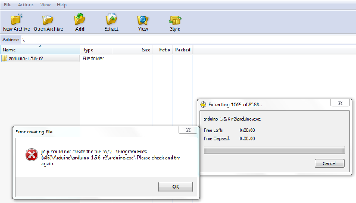 Arduino UnZip failure