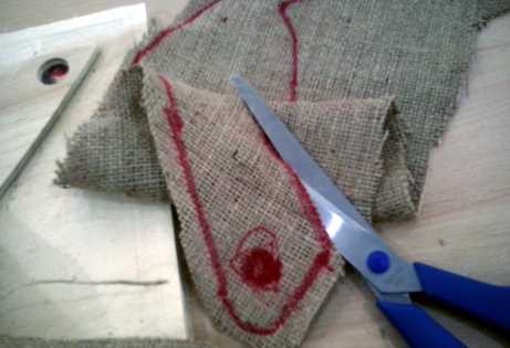 cutting burlap