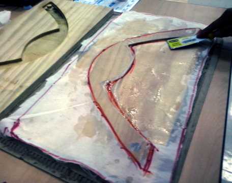 pouring resin into the mold