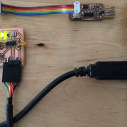 Board connected to the FTDI cable