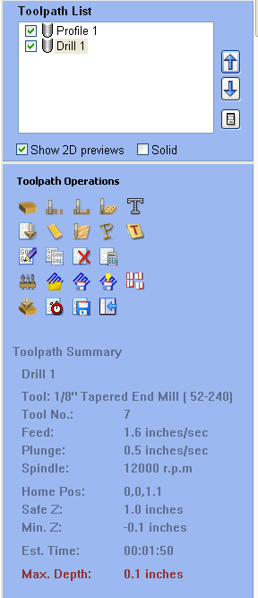toolpath List