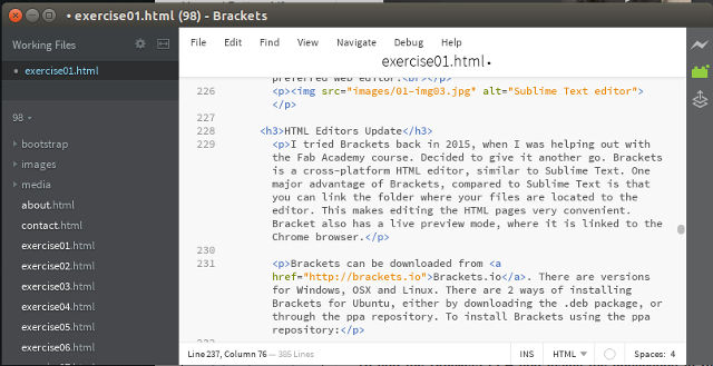 Brackets HTML editor