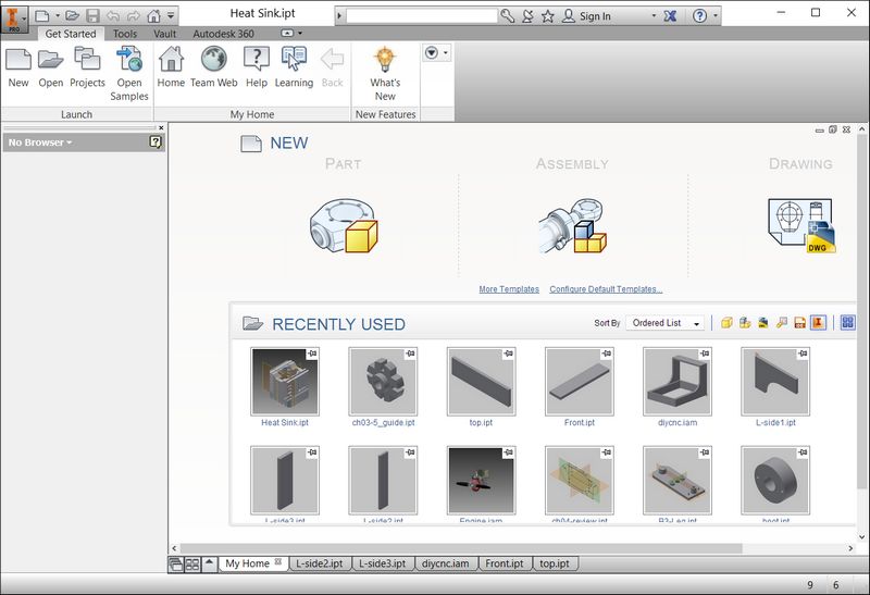 Inventor Home Screen