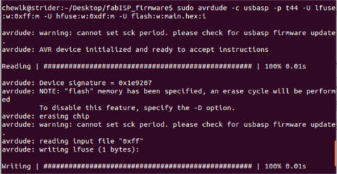 Firmware uploaded to FabISP