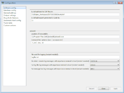 Options > Configuration menu
