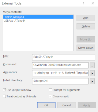 Configuring Atmel Studio for FabISP