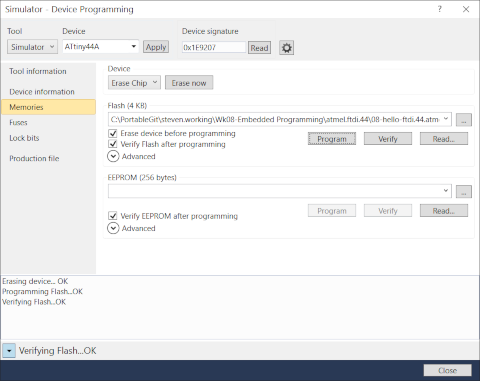 Uploading program using AVRISP mkII
