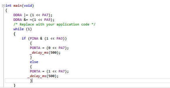 led button1 program in C language
