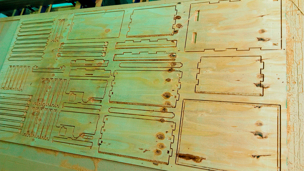 Pieces of the hive cut with the CNC