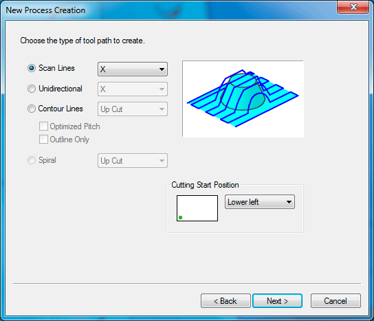 Select the type of tool path