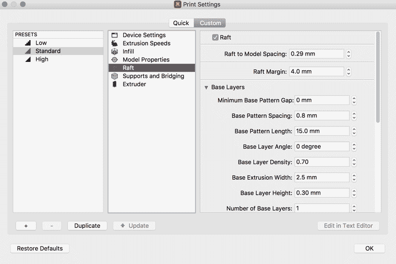 RAFT SETTINGS