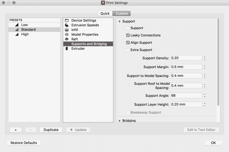 SUPPORT SETTINGS