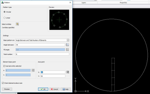 Pattern in draftsight