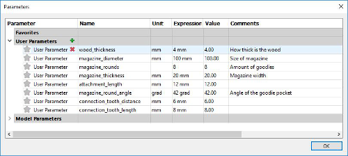 parameter dialog