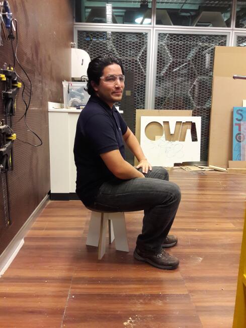 Kenzo testing the stool