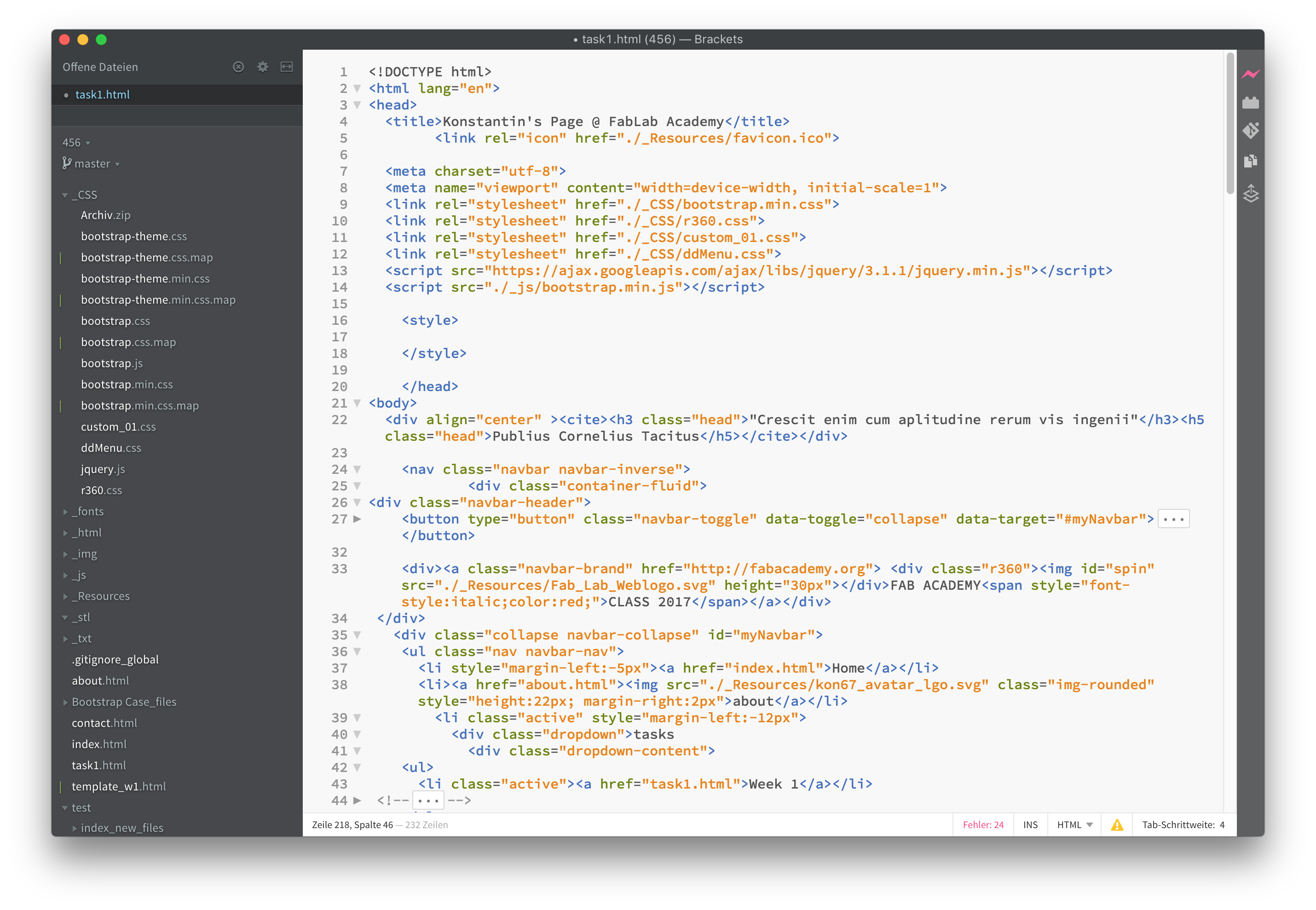 Brackets editor