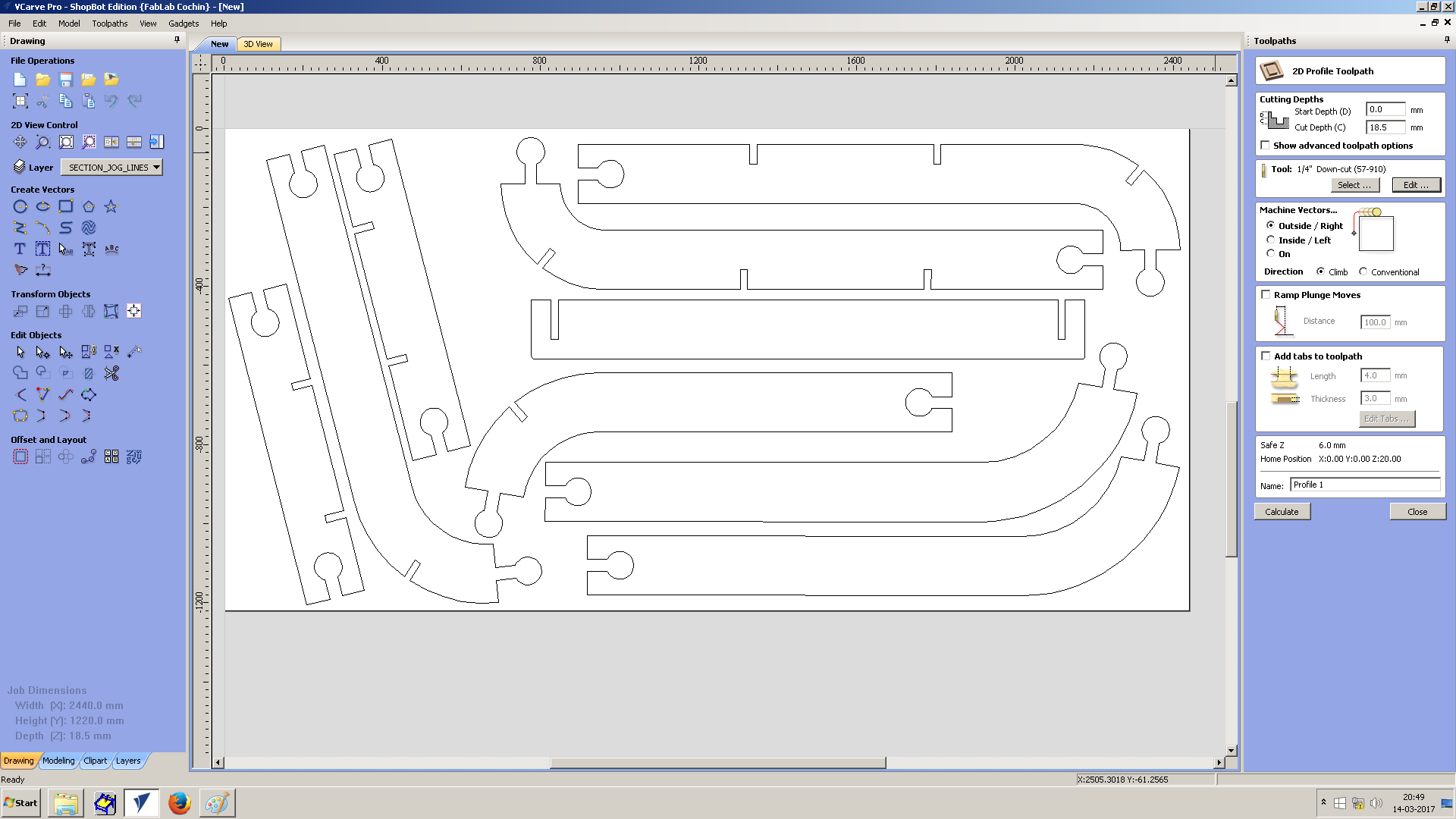 vcarve profile settings