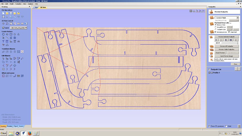 profile toolpath 3D view