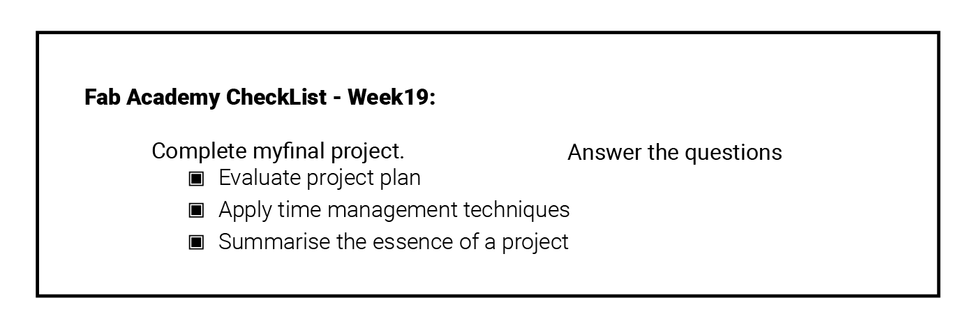 Week 19 Check List