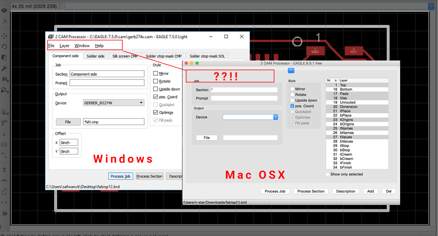 Problem in Eagle MAC OSX