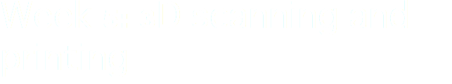 Week 5: 3D scanning and printing