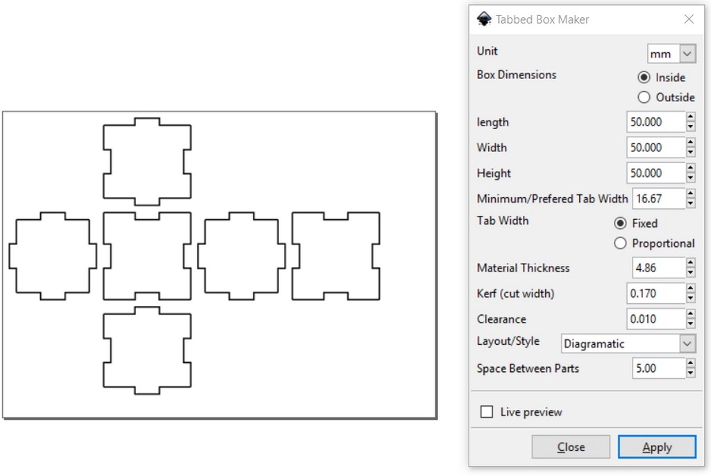 Tabbed box maker extension.
