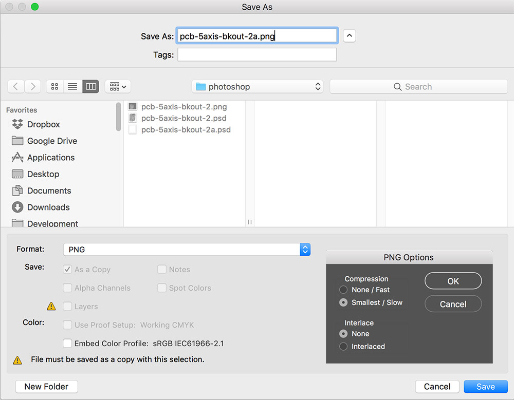 Save As dialog in Photoshop