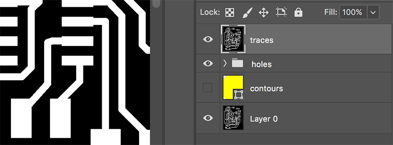 Layer structure after adding the traces layer