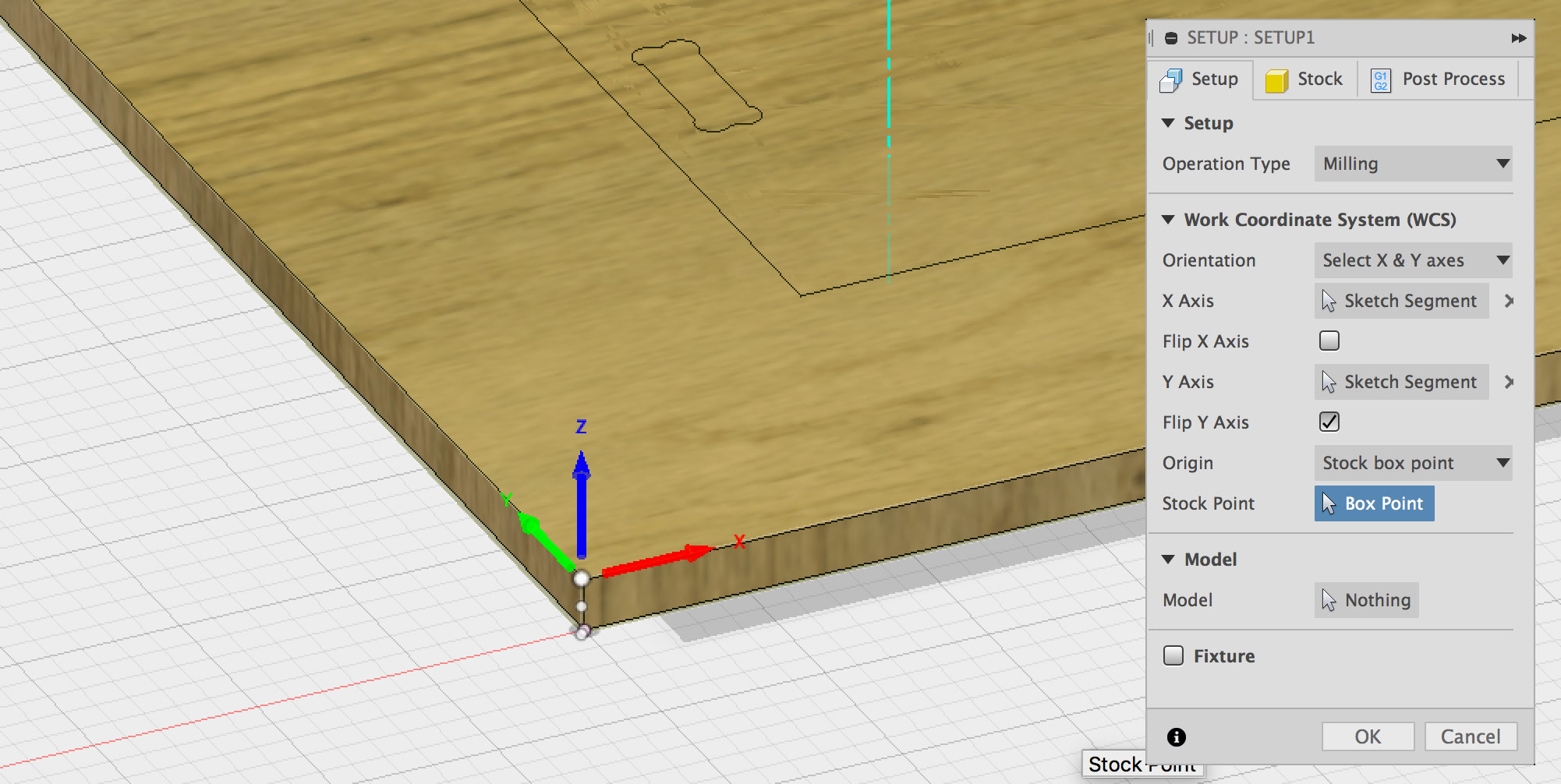 Fusion 360 CAM Stock Point