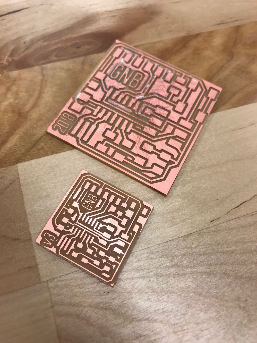 Correctly scaled board, with large board for comparison