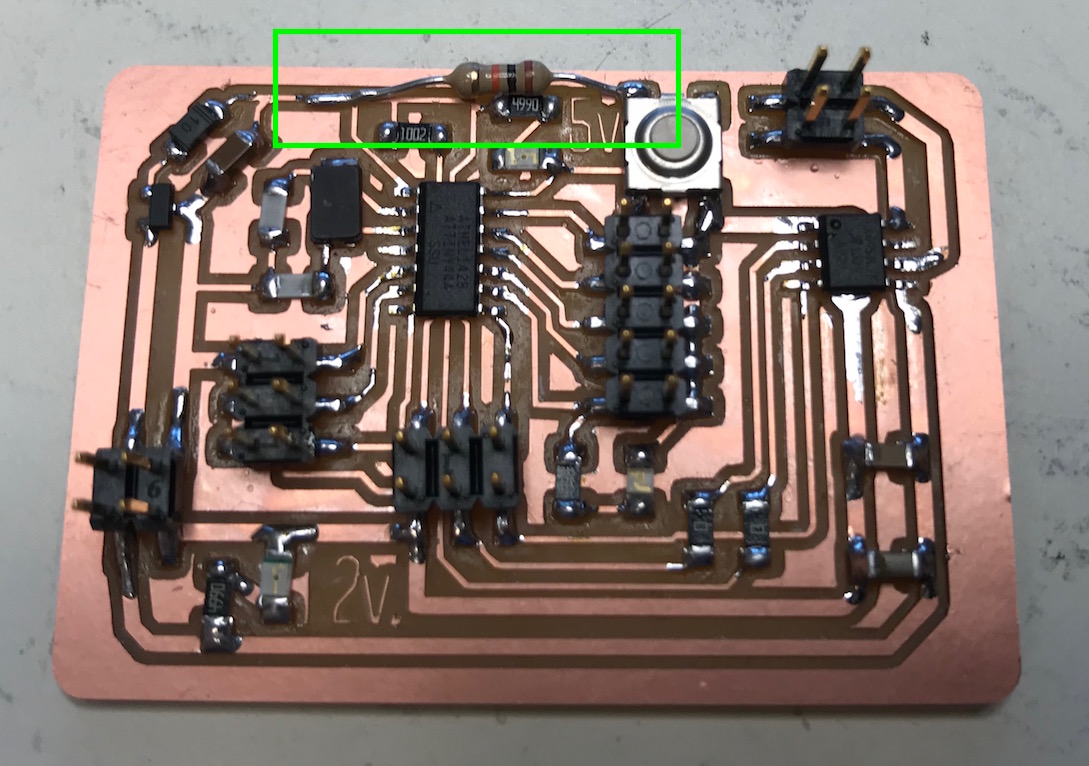 soldering on a pullup resistor 
