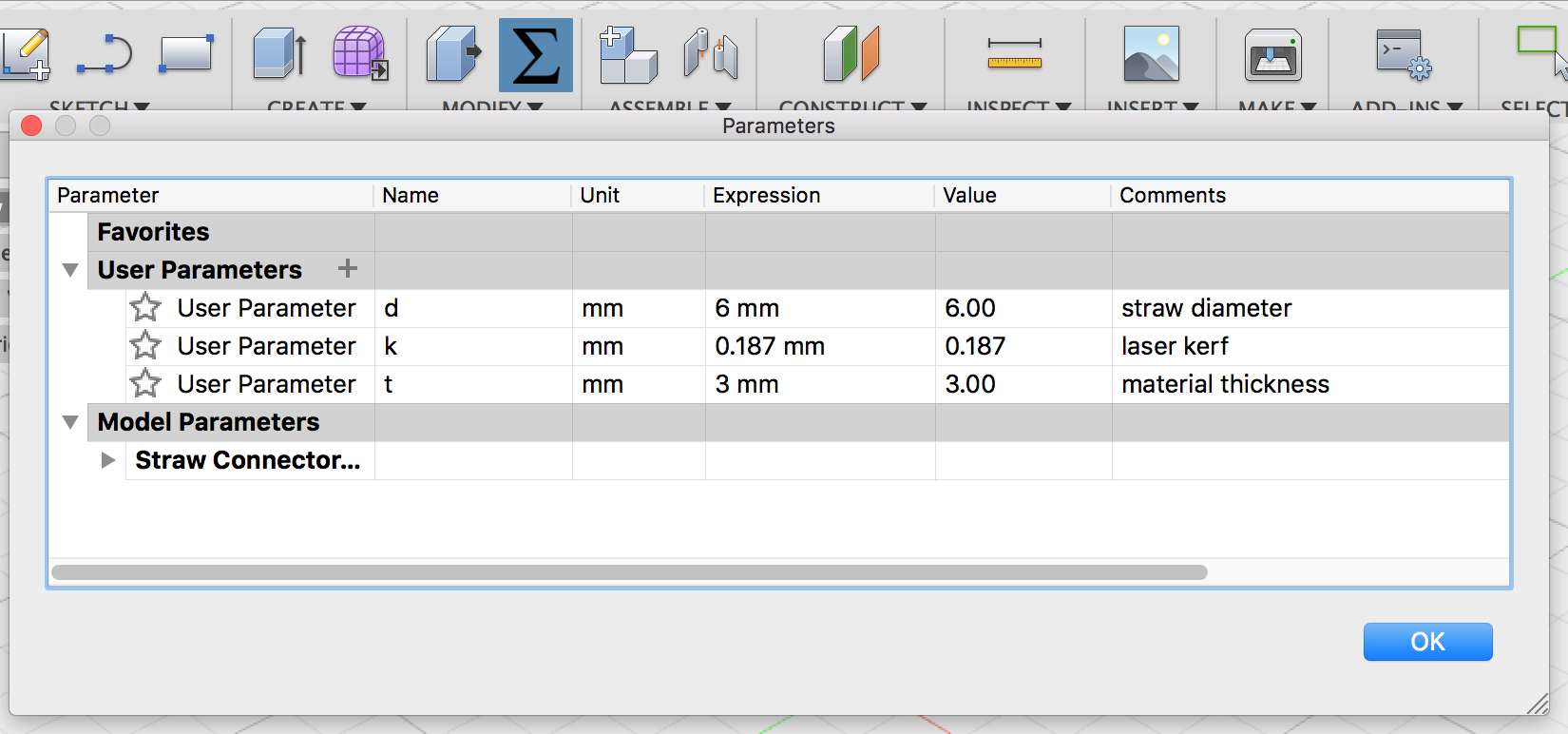 Fusion 360 Parameters