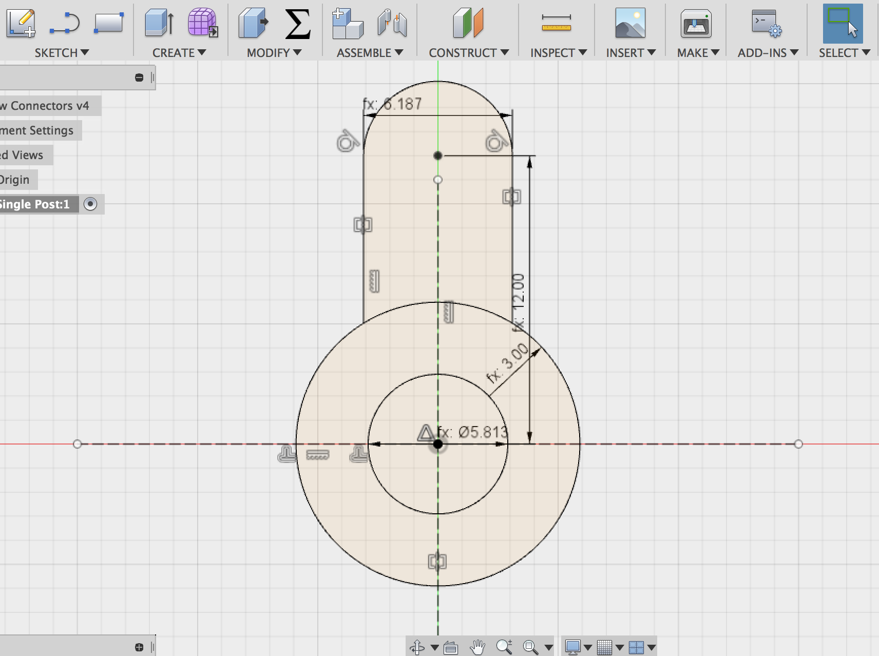 Baseline sketch with constraints