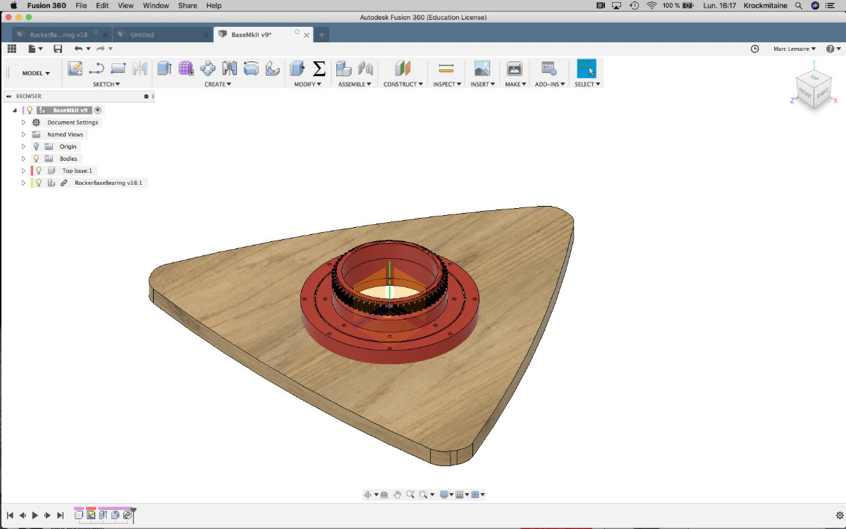 Preliminary location of the slew bearing on top of the Ground Board