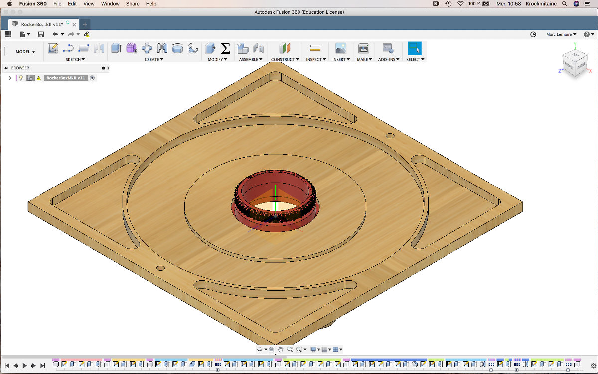 Bottom panel of the Rocker Base with the slew bearing and Ground Board (invisible)