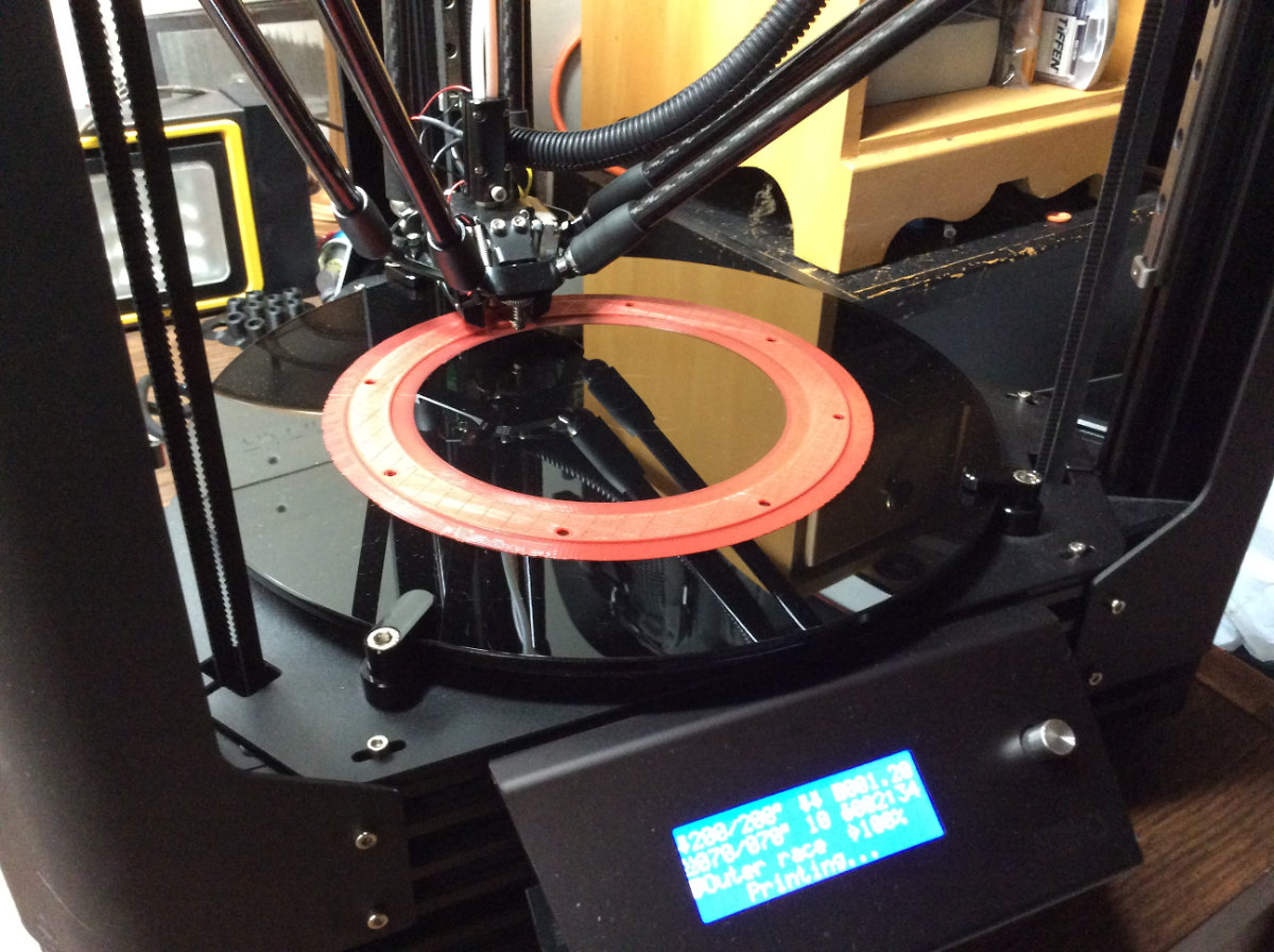 Now printing the outer race of the slew bearing.