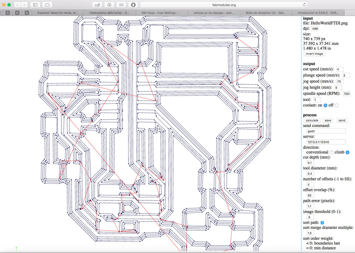 The generated toopath in fab modules