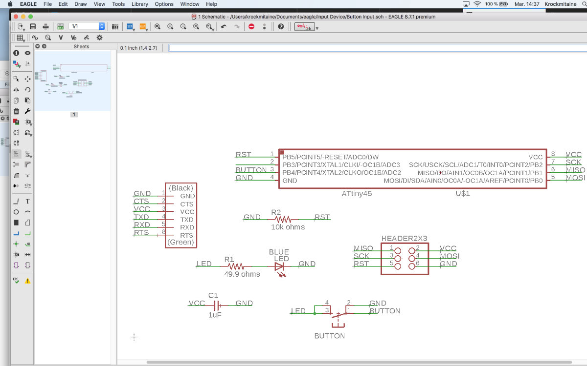 The original Eagle schematic without the resonator