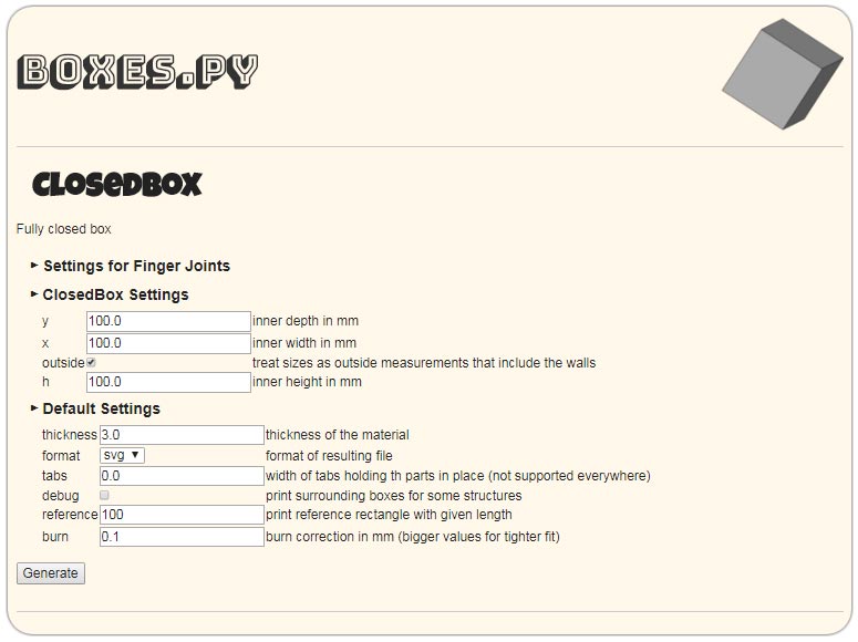 Closed Box sizing window
