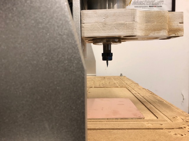 second picture of board fixed to CNC bed