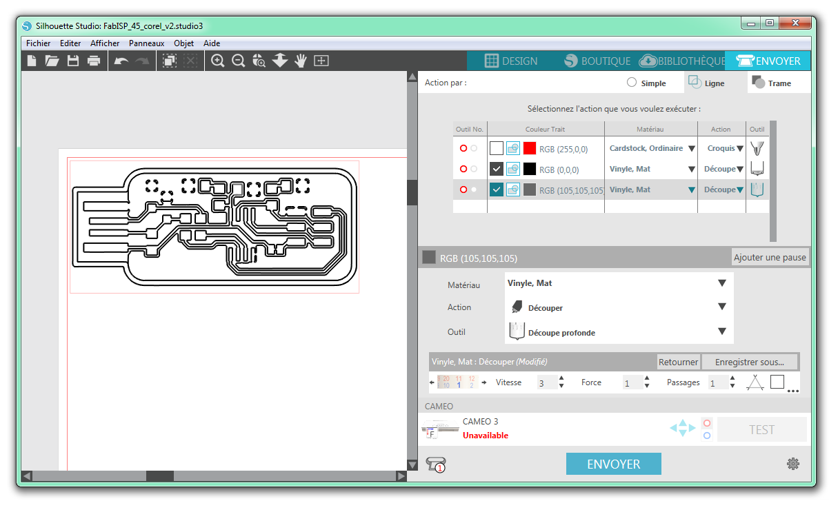 Setup of cutting job Setup of cutting job