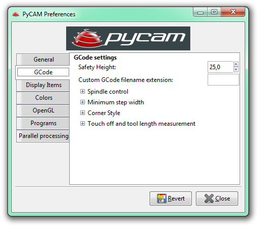 Pycam preferences Pycam preferences