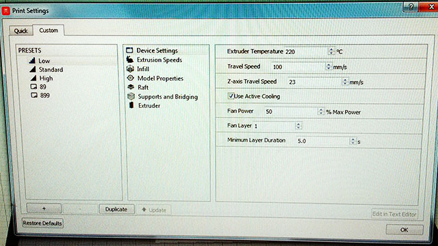 Printing settings