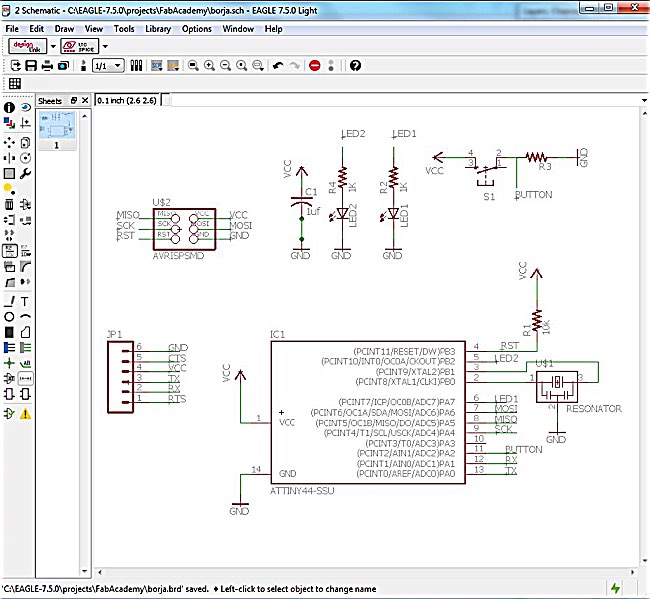 Schematic of Hello Board post-image