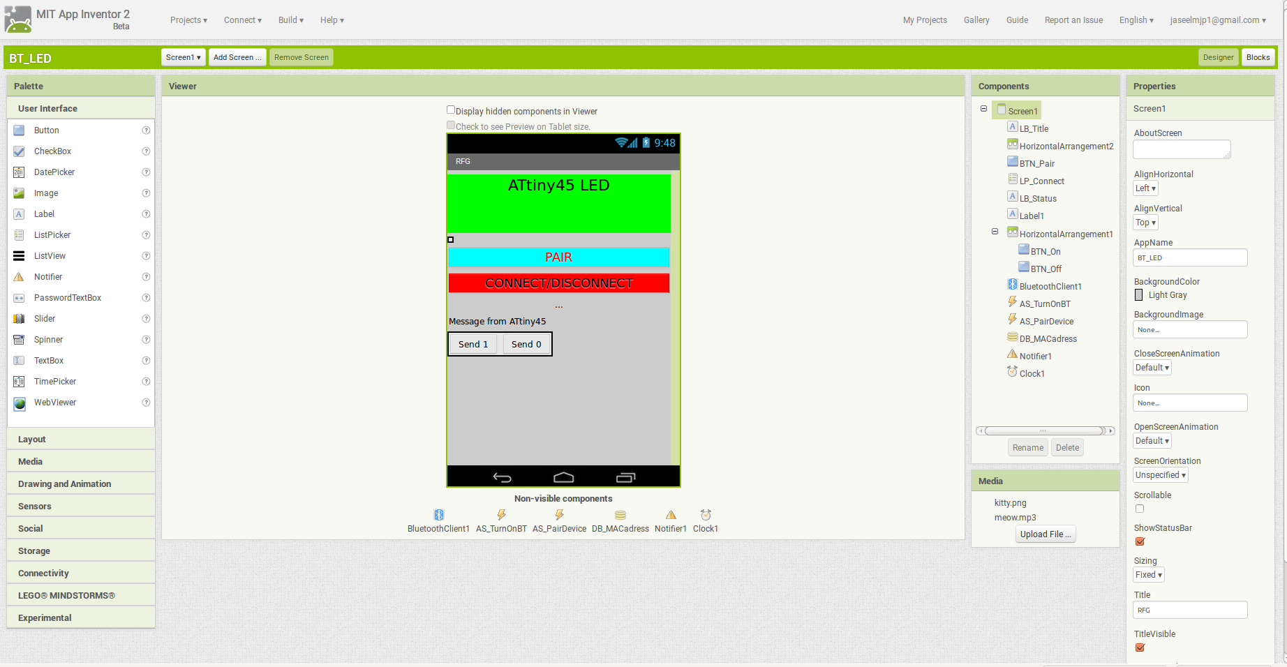 MIT App Inventor Bluetooth ATtiny