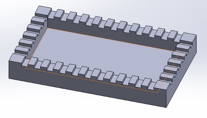 The bottom mold part in SolidWorks