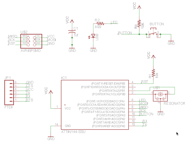 example schematic with button and led