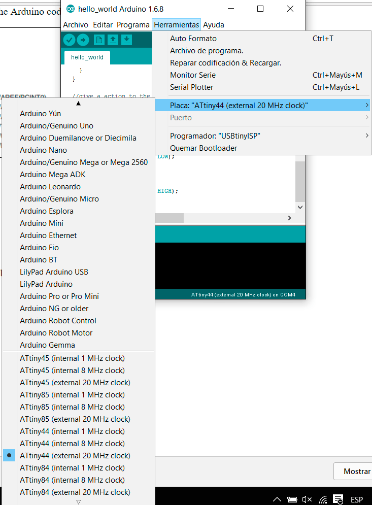 board ATtiny on Arduino